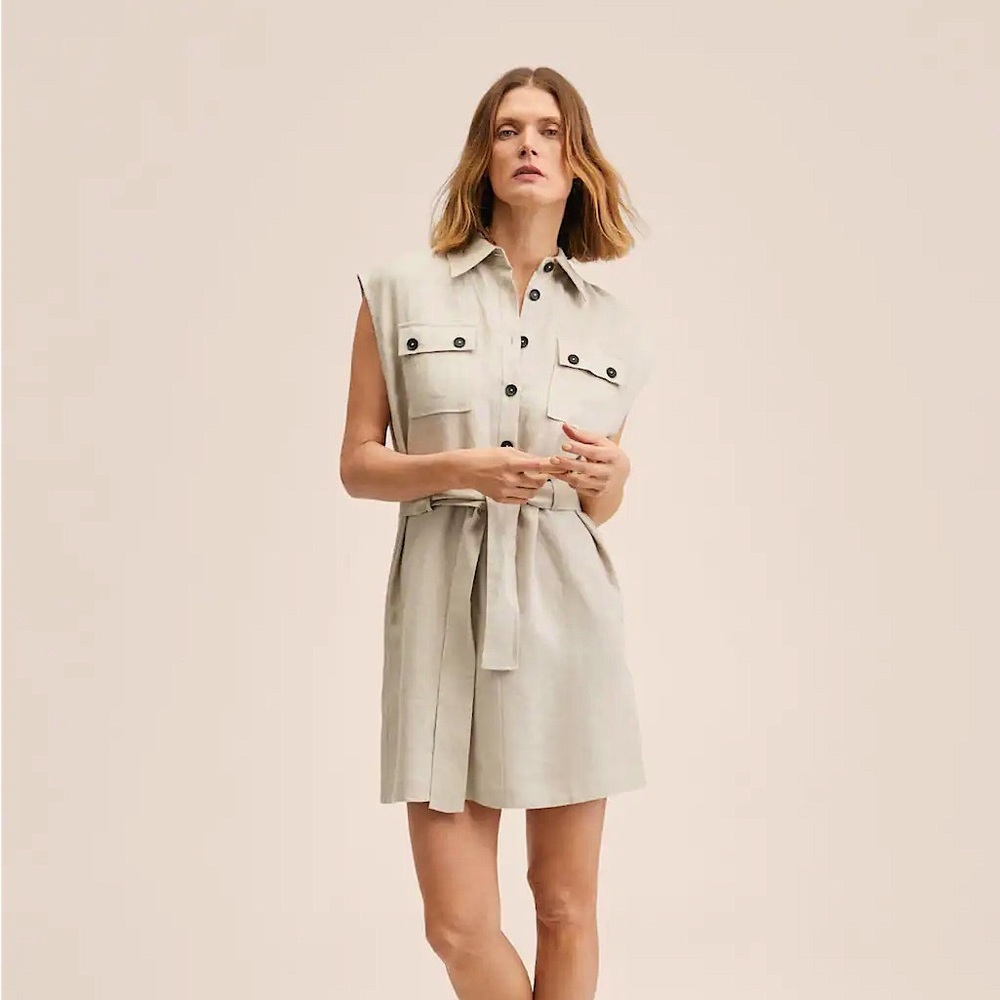 Mango linen shirt dress